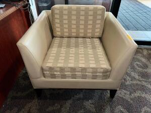 WHITE UPHOLSTERED ARM CHAIR