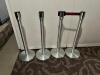 (4) EXTENDA BARRIER STANCHION POSTS IN BRUSH CHROME