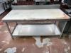 DESCRIPTION: 72" X 30" MEAT ROOM TABLE W/ CUTTING BOARD TOP. SIZE 72" X 30" LOCATION: MEAT ROOM QTY: 1 - 2