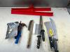 DESCRIPTION: (1) LOT OF ASSORTED KNIVES, SQUEEGEES, AND TOOLS. LOCATION: MEAT ROOM THIS LOT IS: ONE MONEY QTY: 1