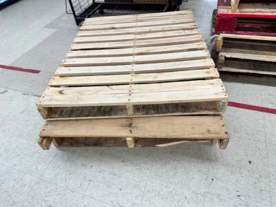 DESCRIPTION: (10) WOODEN 48" X 52" PALLETS LOCATION: FRONT THIS LOT IS: SOLD BY THE PIECE QTY: 10