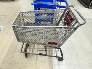 DESCRIPTION: (1) GREY PLASTIC SHOPPING CART LOCATION: FLOOR QTY: 1