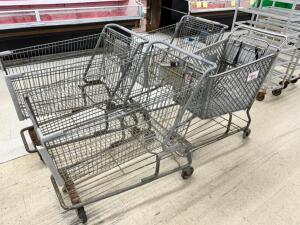 DESCRIPTION: (4) WIRE SHOPPING CARTS LOCATION: FLOOR THIS LOT IS: SOLD BY THE PIECE QTY: 4