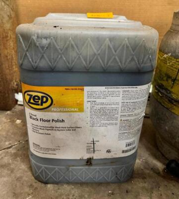 DESCRIPTION: 5 GALLONS OF ZEP BLACK FLOOR POLISH LOCATION: WAREHOUSE QTY: 1