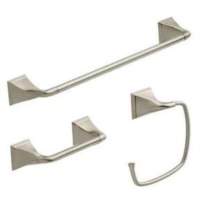 EVERLY 3-PIECE BATH HARDWARE SET WITH TOWEL RING/TOILET PAPER HOLDER AND 24 IN. TOWEL BAR IN BRUSHED NICKEL