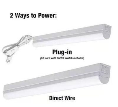 (2) - PLUG IN OR DIRECT WIRE POWER CONNECTION 2 FT. WHITE 4000K INTEGRATED LED STRIP LIGHT (WITH POWER CORD AND LINKING CORD)