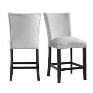 DESCRIPTION: (2) COUNTER DINING SIDE CHAIR BRAND/MODEL: PICKET HOUSE FURNISHING #CFC300CVSC INFORMATION: GREY, VELVET RETAIL$: $243.85 TOTAL SIZE: 42