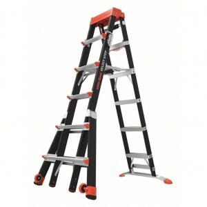 DESCRIPTION: (1) MULTIPURPOSE LADDER BRAND/MODEL: LITTLE GIANT #26W731 INFORMATION: BLACK AND RED/ORANGE RETAIL$: $744.20 EA SIZE: 6 TO 10 FT, 375 LB