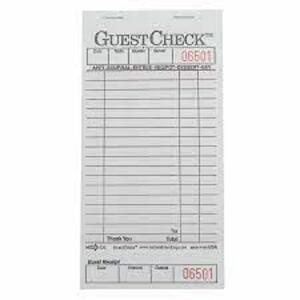 DESCRIPTION: (1) BOX OF (50) GUEST CHECK BOOKS FOR RESTAURANTS BRAND/MODEL: NCCO #526 INFORMATION: ROSE TINT RETAIL$: $56.92 EA SIZE: 3.5" X 6.75" QTY