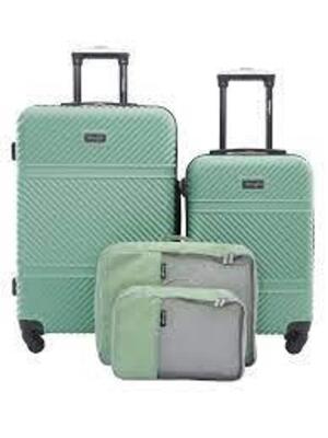 DESCRIPTION: (1) 4 PIECE LUGGAGE SET, HARDSIDE SPINNER BRAND/MODEL: WRANGLER INFORMATION: GREEN RETAIL$: $216.00 TOTAL SIZE: 25" AND 20" QTY: 1