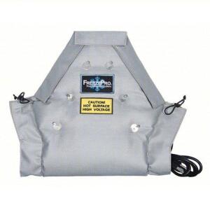 DESCRIPTION: (1) VALVE INSULATION HEATER BRAND/MODEL: FREEZEPRO #48ZX15 INFORMATION: GRAY RETAIL$: $317.45 EA SIZE: 12" LONG, 12" WIDE, 3" THICK QTY: