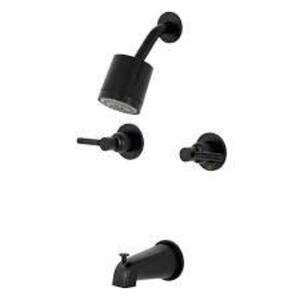 DESCRIPTION: (1) CONCORD TWO HANDLE TUB AND SHOWER FAUCET BRAND/MODEL: KINGSTON BRASS #KBX8140DL INFORMATION: BLACK RETAIL$: $233.97 EA QTY: 1