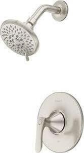 DESCRIPTION: (1) SINGLE FUNCTION ROUND SHOWER FAUCET AND HEAD BRAND/MODEL: WELLER #LG89-7WRK INFORMATION: BRUSHED NICKEL FINISH RETAIL$: $100.00 EA QT