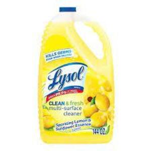 DESCRIPTION: (2) CLEAN AND FRESH MULTI-SURFACE CLEANER BRAND/MODEL: LYSOL INFORMATION: LEMON RETAIL$: $17.49 EA SIZE: 144 OZ QTY: 2