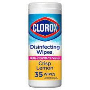 DESCRIPTION: (6) DISINFECTING WIPES BRAND/MODEL: CLOROX INFORMATION: CRISP LEMON RETAIL$: $6.00 EA SIZE: 35 WIPES QTY: 6