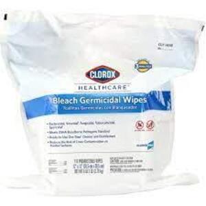 DESCRIPTION: (2) HEALTHCARE BLEACH GERMICIDAL WIPES REFILL BRAND/MODEL: CLOROX #30359 RETAIL$: $25.00 EA SIZE: 110 WIPES QTY: 2