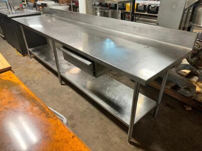 126" X 30" ALL STAINLESS TABLE W/ 4" BACK SPLASH