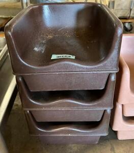 (3) BROWN PLASTIC BOOSTER SEATS
