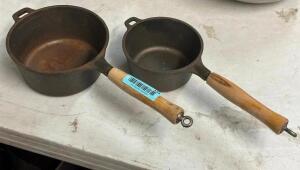 (2) - CAST IRON SAUCE PANS