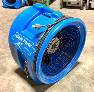 DESCRIPTION: DRY AIR GALE FORCE AIR MOVER BRAND/MODEL: DRY AIR GALE FORCE INFORMATION: 115 VAC, 60 HZ, 2.5 AMPS, 1/4 HP, 1 SPEED LOCATION: WAREHOUSE #