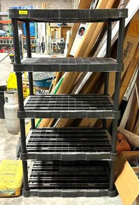 DESCRIPTION: 5-TIER PLASTIC SHELVING UNIT SIZE: 36" X 24" X 72" LOCATION: WAREHOUSE #1