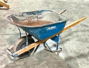 DESCRIPTION: WOODEN HANDLED WHEEL BARROW LOCATION: WAREHOUSE #1