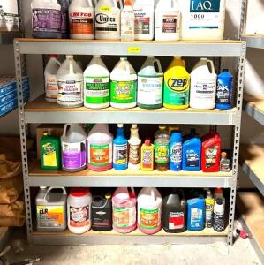 DESCRIPTION: CONTENTS OF SHELVING UNIT (ASSORTED CLEANING SUPPLIES AS SHOWN) LOCATION: WAREHOUSE #1