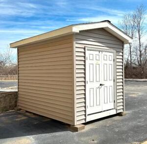 DESCRIPTION: 13' X 9' X 11' DOUBLE-DOOR STORAGE SHED INFORMATION: GOOD CONDITION, NO LEAKS/ SEALED TIGHT, UNIT HAS ELECTRIC READY TO BE CONNECTED ALRE