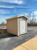 DESCRIPTION: 13' X 9' X 11' DOUBLE-DOOR STORAGE SHED INFORMATION: GOOD CONDITION, NO LEAKS/ SEALED TIGHT, UNIT HAS ELECTRIC READY TO BE CONNECTED ALRE - 7