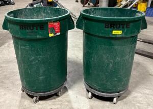 DESCRIPTION: (2) BRUTE TRASH BINS WITH (2) DOLLY LOCATION: WAREHOUSE QTY: 2