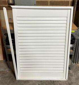 DESCRIPTION: 36" VINYL WINDOW LOUVER INFORMATION: DAMAGED BUT CAN BE REPAIRED SIZE: 36"X49.5" LOCATION: WAREHOUSE QTY: 1