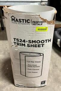 DESCRIPTION: BOX OF TS24 SMOOTH TRIM METAL SHEETING BRAND/MODEL: MASTIC HOME EXTERIORS LOCATION: WAREHOUSE QTY: 1