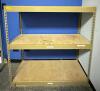 DESCRIPTION: 3-TIER METAL SHELVING UNIT WITH PARTICLE BOARD SHELVES INFORMATION: CONTENTS NOT INCLUDED SIZE: 48"X18"X48" LOCATION: TOOL ROOM QTY: 1