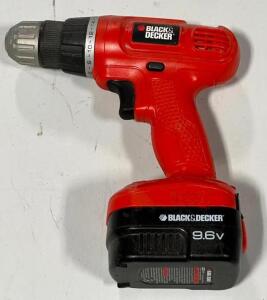 DESCRIPTION: 9.6V CORDLESS DRILL BRAND/MODEL: BLACK AND DECKER GC9600 LOCATION: TOOL ROOM QTY: 1