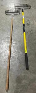 DESCRIPTION: (2) LONG HANDLE RAKES LOCATION: WAREHOUSE QTY: 2