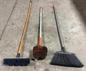 DESCRIPTION: (3) ASSORTED BROOMS LOCATION: WAREHOUSE QTY: 3