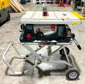 DESCRIPTION: 10" WORKSITE TABLE SAW WITH GRAVITY-RISE STAND BRAND/MODEL: BOSCH 4100 LOCATION: WAREHOUSE QTY: 1