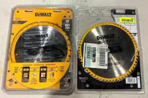 DESCRIPTION: (2) 10" SAW BLADES BRAND/MODEL: DEWALT SIZE: 10" LOCATION: WAREHOUSE QTY: 2