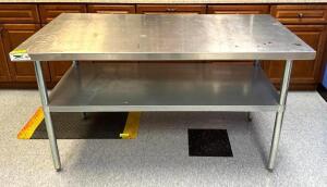 DESCRIPTION: 5' STAINLESS STEEL TABLE WITH UNDERSHELF SIZE: 60"X30"X34" LOCATION: KITCHEN QTY: 1