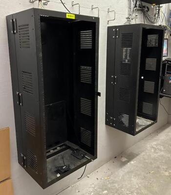 DESCRIPTION: (2) WALL MOUNT SERVER CABINETS SIZE: 20.5"X18"X45" LOCATION: CONFERENCE ROOM CLOSET QTY: 2