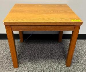 DESCRIPTION: WOODEN SIDE TABLE SIZE: 24"X20"X20.5" LOCATION: CONFERENCE OFFICE QTY: 1