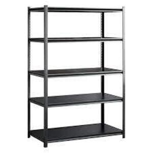 DESCRIPTION: (1) HEAVY DUTY STEEL SHELVING BRAND/MODEL: EDSAL MUSCLE RACK INFORMATION: BLACK SHELVES RETAIL$: 65.98 EA SIZE: MUST COME INSPECT THAT AL