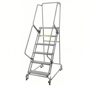 DESCRIPTION: (1) ROLLING LADDER WITH PERFORATED STEP TREAD BRAND/MODEL: TRI-ARC #9TC04 INFORMATION: STEEL RETAIL$: $3228.69 EA SIZE: 93" H, 6 STEP QTY