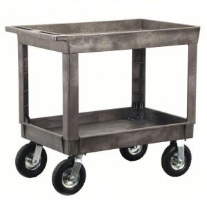 DESCRIPTION: (1) UTILITY CART WITH DEEP LIPPED PLASTIC SHELVES BRAND/MODEL: PRODUCT NUMBER #401R92 INFORMATION: GRAY RETAIL$: $421.95 EA SIZE: 500 LB