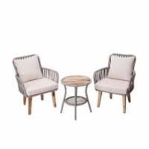 DESCRIPTION: (1) PATIO BISTRO SET WITH TABLE AND CHAIRS BRAND/MODEL: TEAMSON HOME #PT-OF0008 INFORMATION: GRAY/CREAM RETAIL$: $449.99 TOTAL SIZE: 3 PI