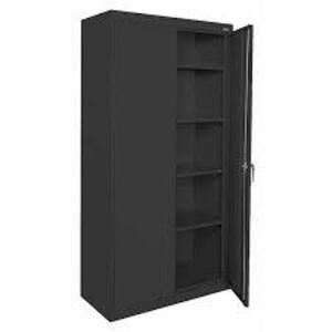 DESCRIPTION: (1) STORAGE CABINET WITH LOCKING DOORS BRAND/MODEL: SANDUSKY INFORMATION: BLACK RETAIL$: $599.00 EA SIZE: 18" X 30" X 72" QTY: 1