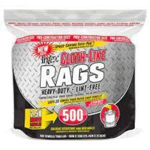 DESCRIPTION: (4) BAGS OF (500) HEAVY DUTY CLOTH-LIKE RAGS BRAND/MODEL: INTEX INFORMATION: WHITE RETAIL$: $18.98 PER BAG SIZE: 10" X 11" QTY: 4