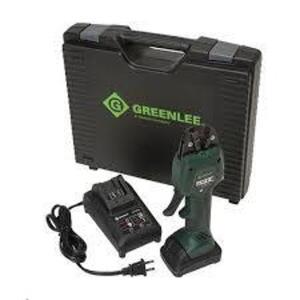 DESCRIPTION: (1) CORDLESS CRIMPING TOOL WITH BATTERIES AND BATTERY CHARGER BRAND/MODEL: GREENLEE #EK50ML12022 RETAIL$: $533.69 EA SIZE: 10.8V QTY: 1