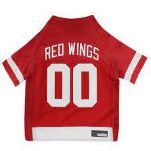 DESCRIPTION: (2) PET JERSEYS BRAND/MODEL: NHL PET APPAREL #DRW-4006-SM INFORMATION: RED WINGS RETAIL$: $19.99 EA SIZE: SMALL QTY: 2