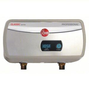 DESCRIPTION: (1) ELECTRIC TANKLESS WATER HEATER BRAND/MODEL: RHEEM #53UJ82 RETAIL$: $262.14 EA SIZE: Indoor, 6,000 W, 2 gpm Max. Flow Rate, 5.88 in Ov